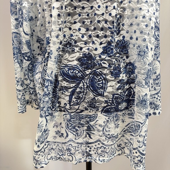 Sheer Kimono Womens 3X Swiss Dot Floral Summer Vacation Resortwear Polka Dot - Picture 5 of 8